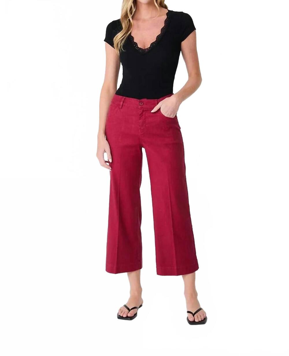NEW LEVEL99 annabelle crop wide leg pants in red